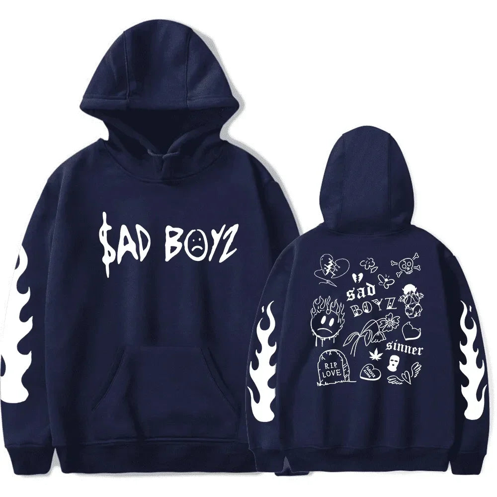 Junior H Sad Boyz Streetwear Hoodie - Navy Blue