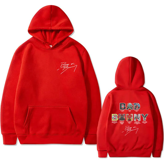 Bad Bunny Music Album Cover Hoodie – Red