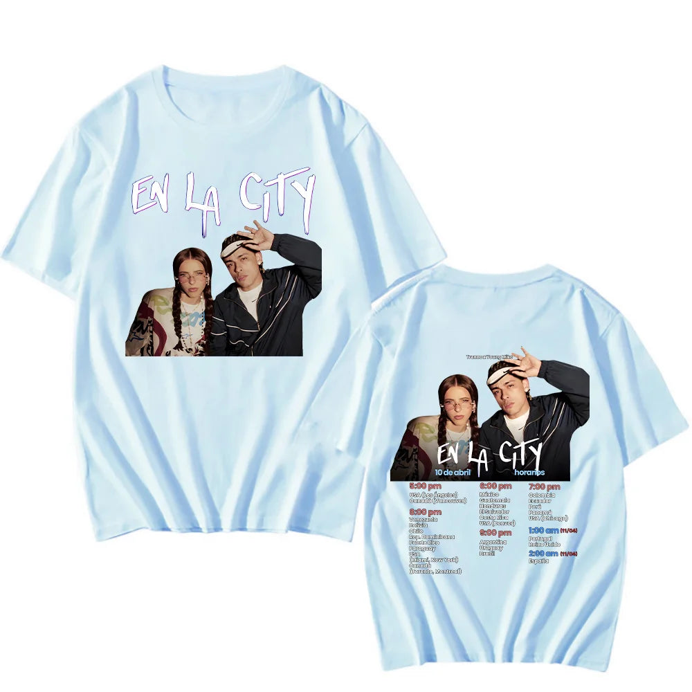 Trueno & Young Miko “EN LA CITY” T-Shirt – Sky Blue