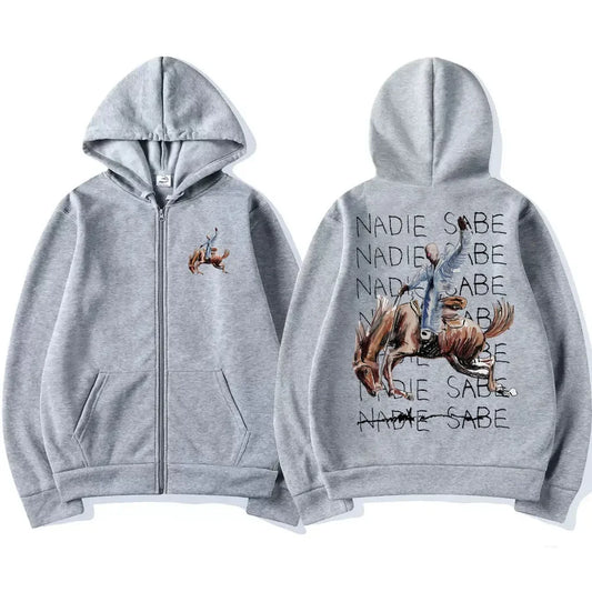 Bad Bunny Nadie Sabe Lo Que Va a Pasar Mañana Zipper Hoodie – Gray