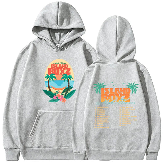 Myke Towers Island Boyz Tropical Hoodie - Gray