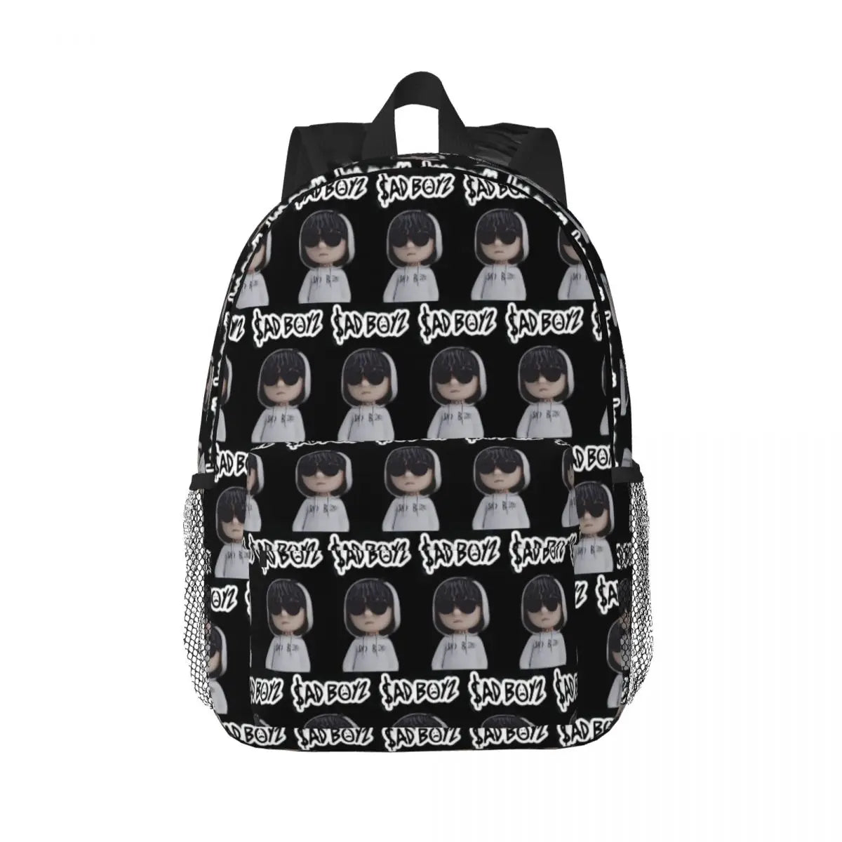Junior H Sad Boyz Cartoon Hoodie Backpack – Black
