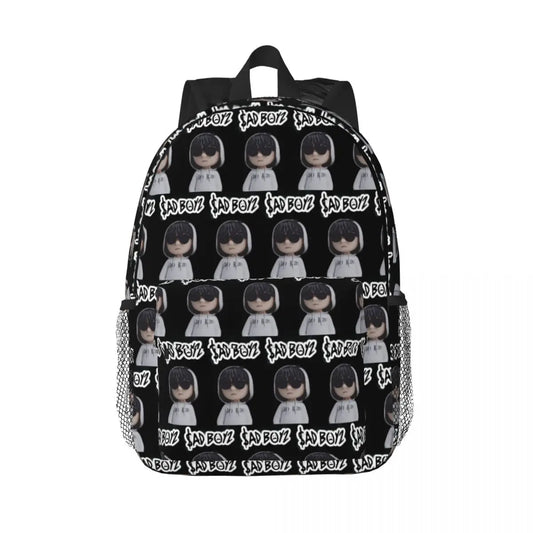 Junior H Sad Boyz Cartoon Hoodie Backpack – Black