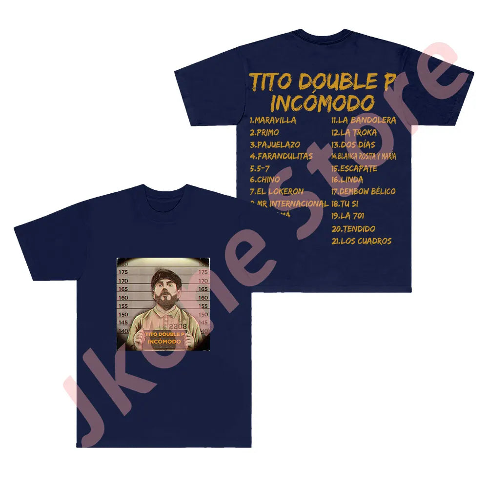 Tito Double P “Incómodo” Tracklist T-Shirt – Navy Blue