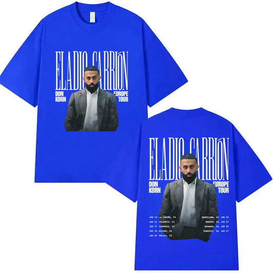 Rapper ELADIO CARRIÓN DON KBRN WORLD TOUR 2025 T-Shirt – Blue