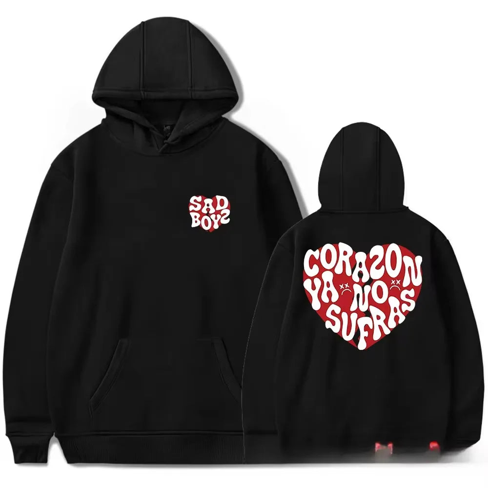 Junior H x Sad Boyz “Corazón Ya No Sufras” Hoodie – Black