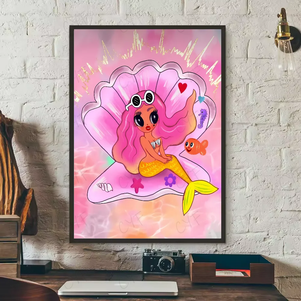 Karol G Poster – Mermaid in Seashell with Fish Friend
