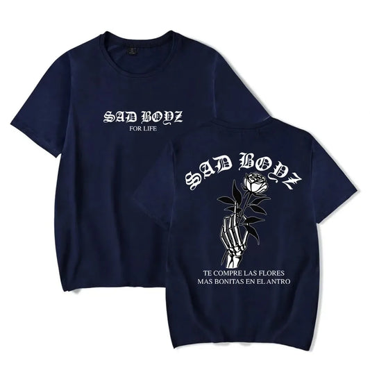 Junior H Sad Boyz “Las Flores” Navy Blue T-Shirt