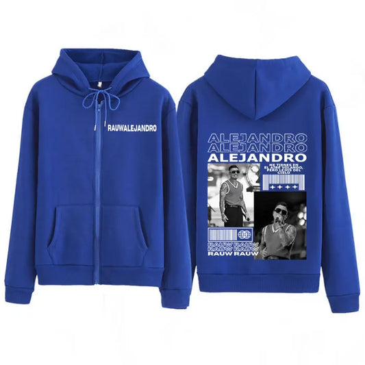 Rauw Alejandro Cosa Nuestra Saturno Album Zip Hoodie – Blue