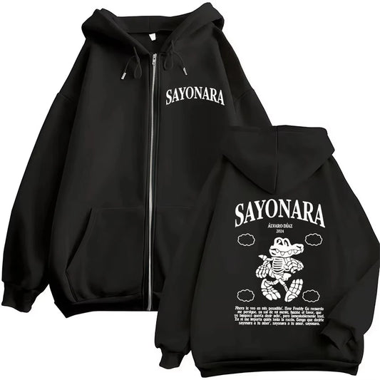 Alvaro Diaz Sayonara’s Funny Zipper Hoodie – Black