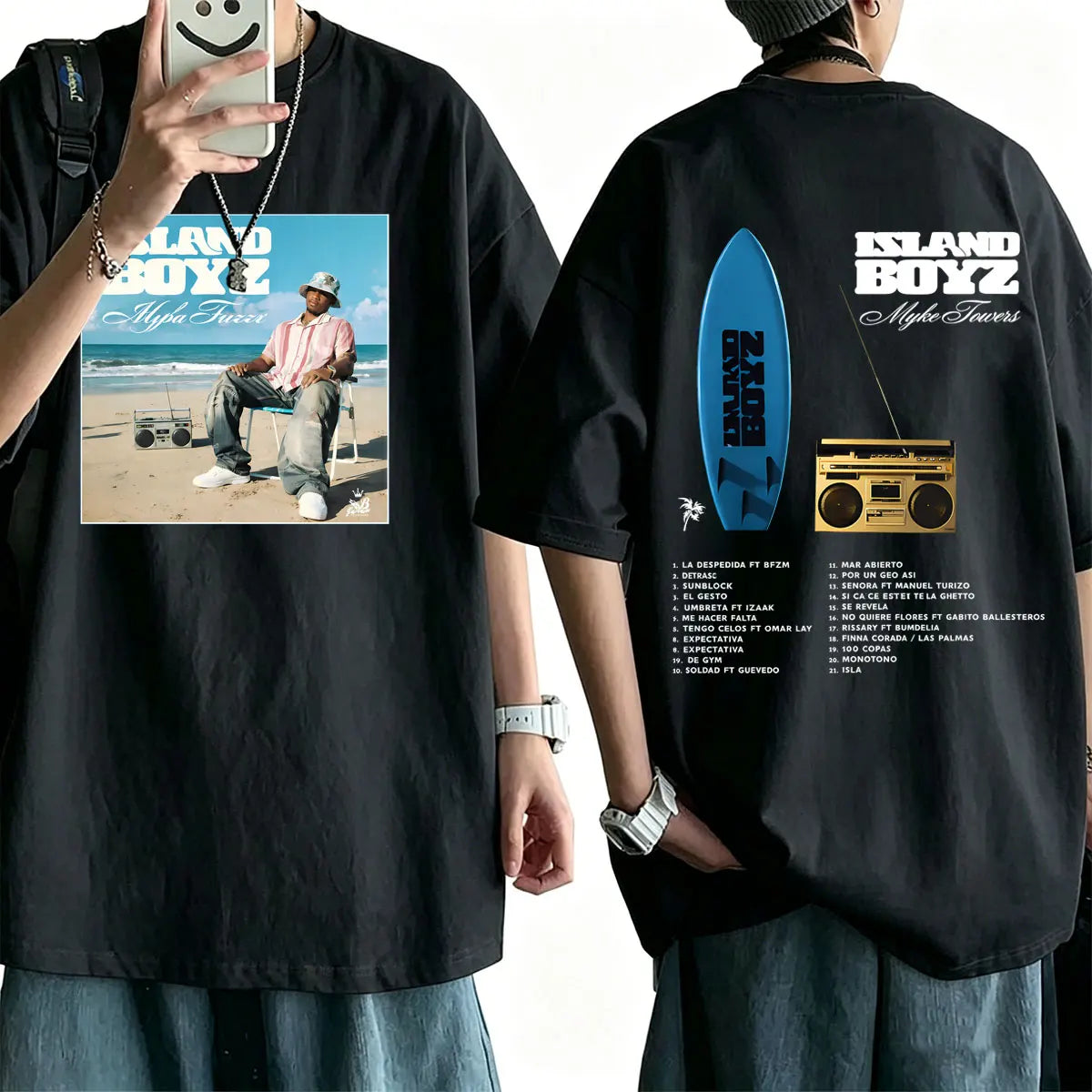 Myke Towers Island Boyz Surfboard T-Shirt - White