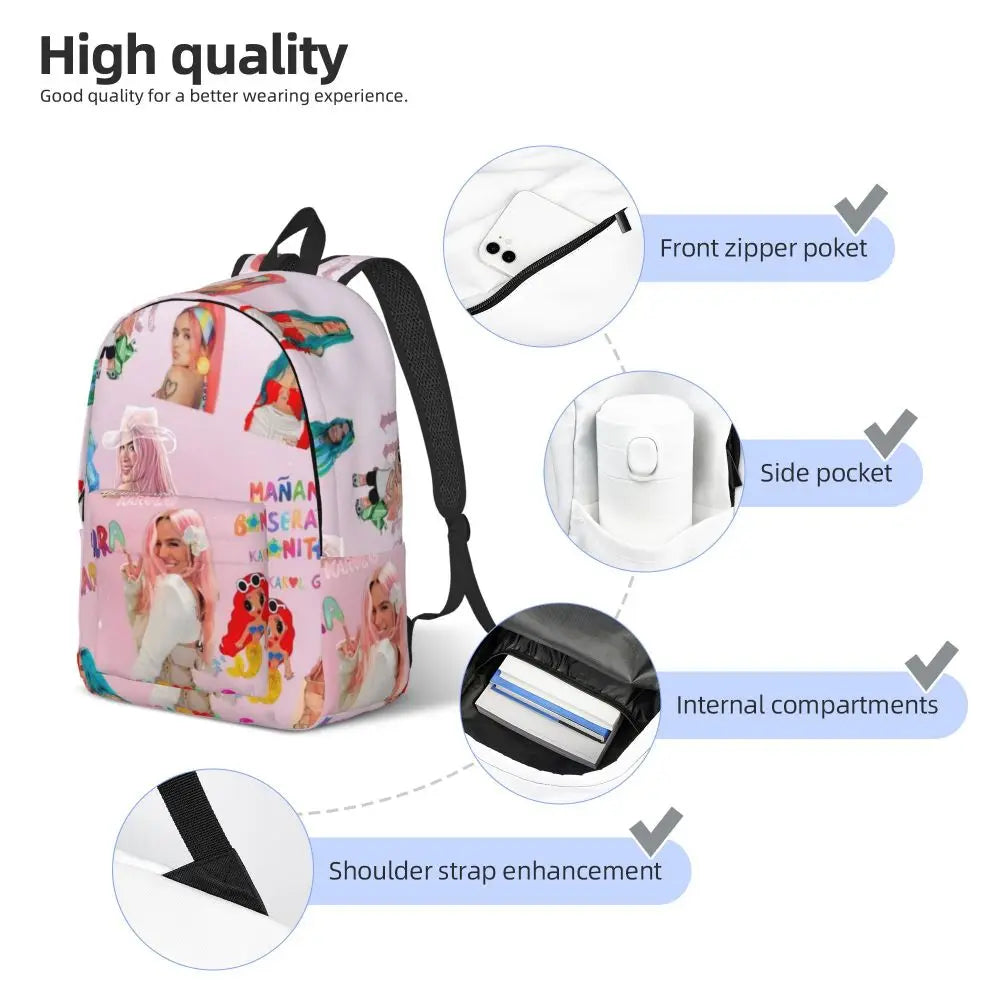 Karol G Iconic Poses Backpack – Pink Aura