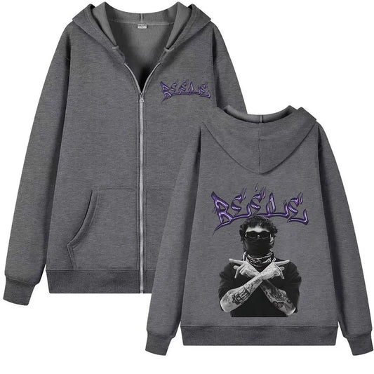 Beéle Graffiti Zip-Up Hoodie – Dark Gray (Limited Edition)