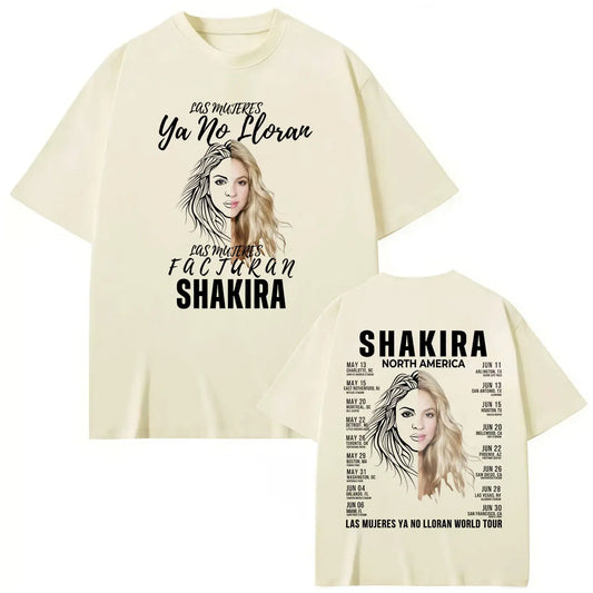 Shakira World Tour 2025 "Las Mujeres Ya No Lloran" T-Shirt – Beige
