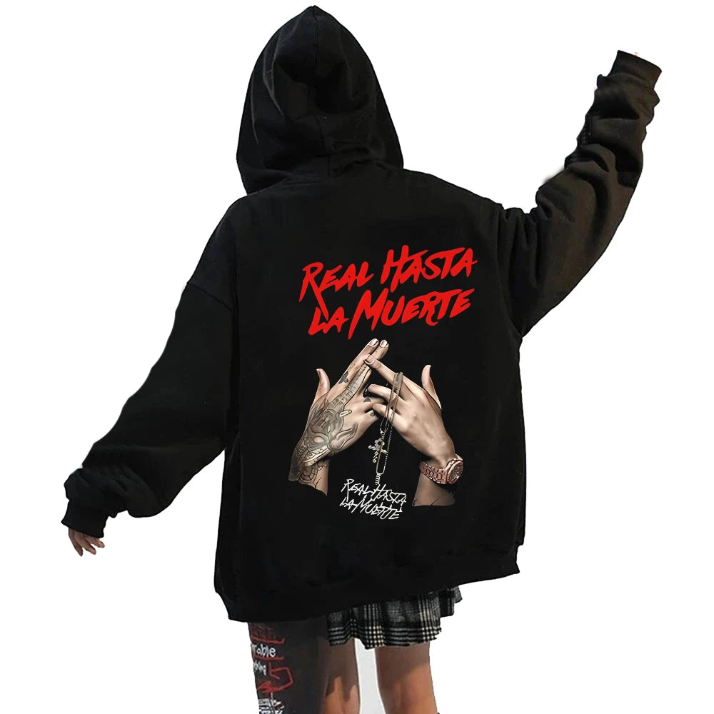 Anuel AA “Real Hasta La Muerte” Zipper Hoodie – Black