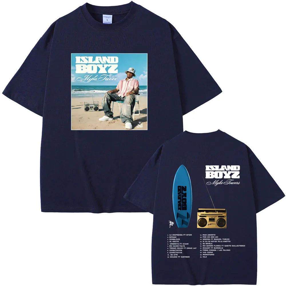 Myke Towers Island Boyz Surfboard T-Shirt - Navy Blue
