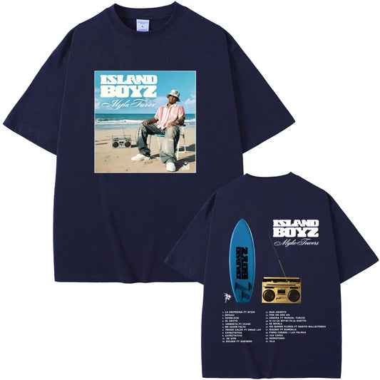 Myke Towers Island Boyz Surfboard T-Shirt - Navy Blue