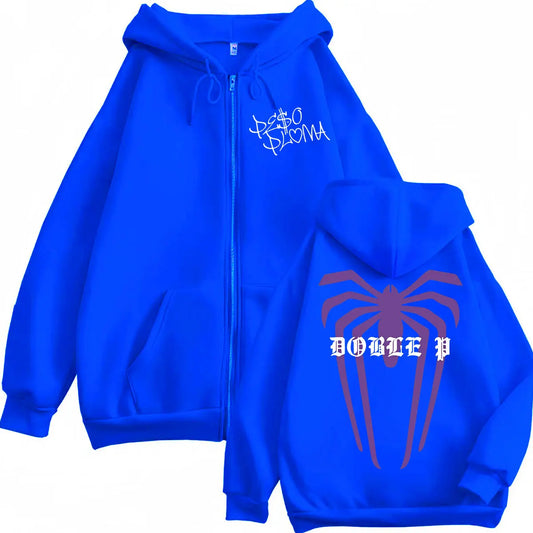 Peso Pluma “Doble P” Zipper Hoodie – Blue