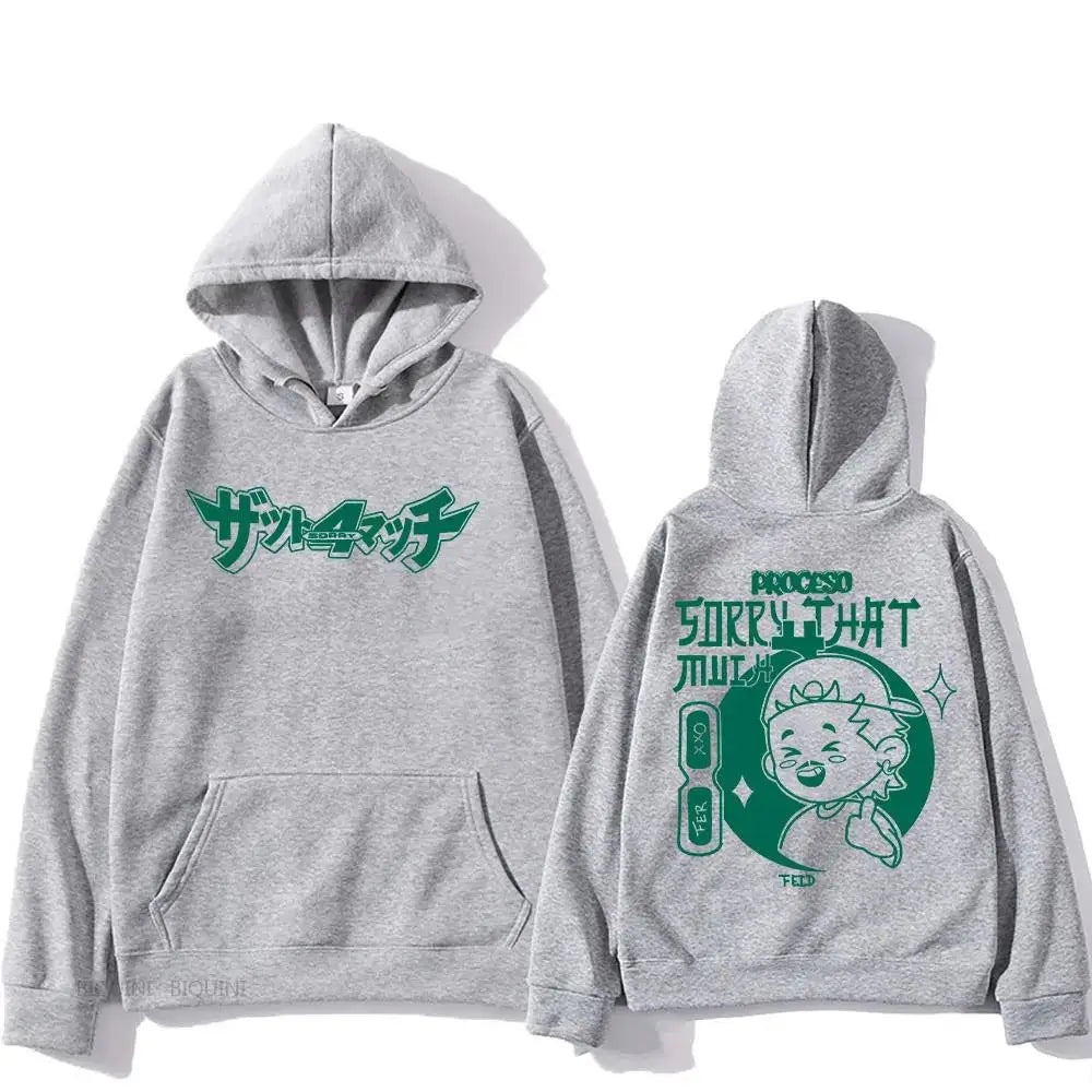 Feid “Sorry 4 What” Manga Hoodie – Gray