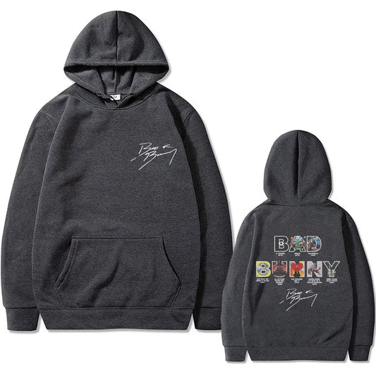 Bad Bunny Music Album Cover Hoodie – Dark Grey