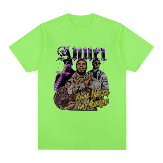 Anuel AA Real Hasta La Muerte Graphic T Shirt - green
