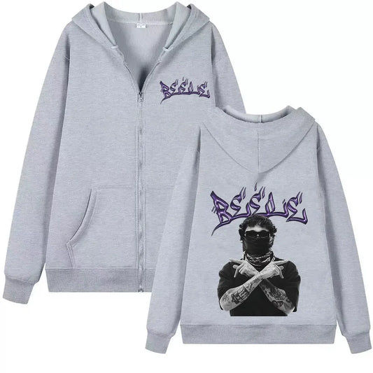 Beéle Graffiti Zip-Up Hoodie – Gray (Limited Edition)