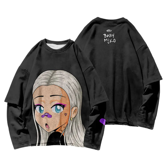 Young Miko Oversized Long Sleeve T-Shirt Black