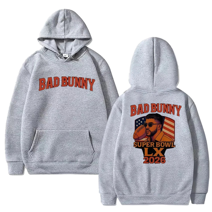 Bad Bunny Super Bowl LX 2026 Hoodie – Gray