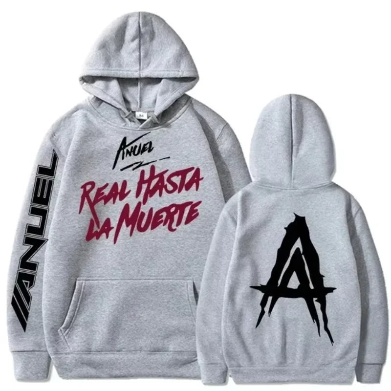 Anuel AA Real Hasta La Muerte Hoodie Gray - edition limited