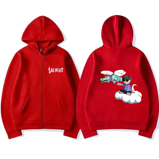 Junior H Sad Boyz Zip Hoodie – Red