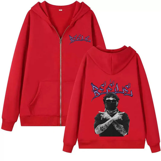 Beéle Graffiti Zip-Up Hoodie – Red (Limited Edition)