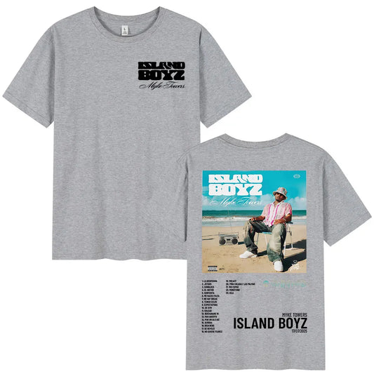 Myke Towers Island Boyz Album T-Shirt - Gray