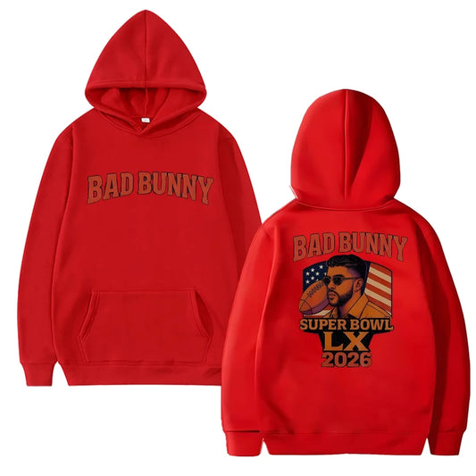 Bad Bunny Super Bowl LX 2026 Hoodie – Red