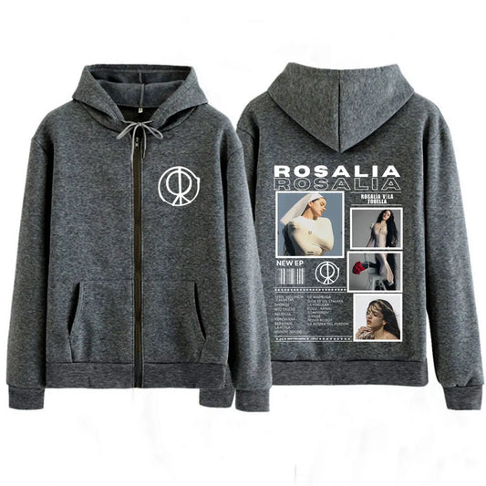Rosalía LUX Album Tour 2025 Zipper Hoodie – Dark Grey