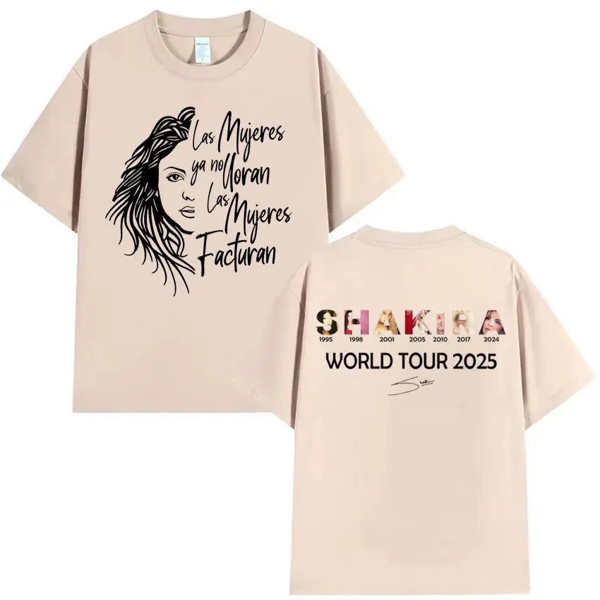 Shakira Las Mujeres Ya No Lloran World Tour 2025 T-Shirt – Beige