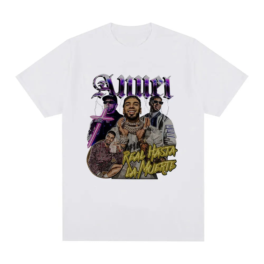 Anuel AA Real Hasta La Muerte Graphic T Shirt - white