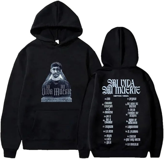 Neton Vega Tracklist Hoodie – Mi Vida Mi Muerte (Black)