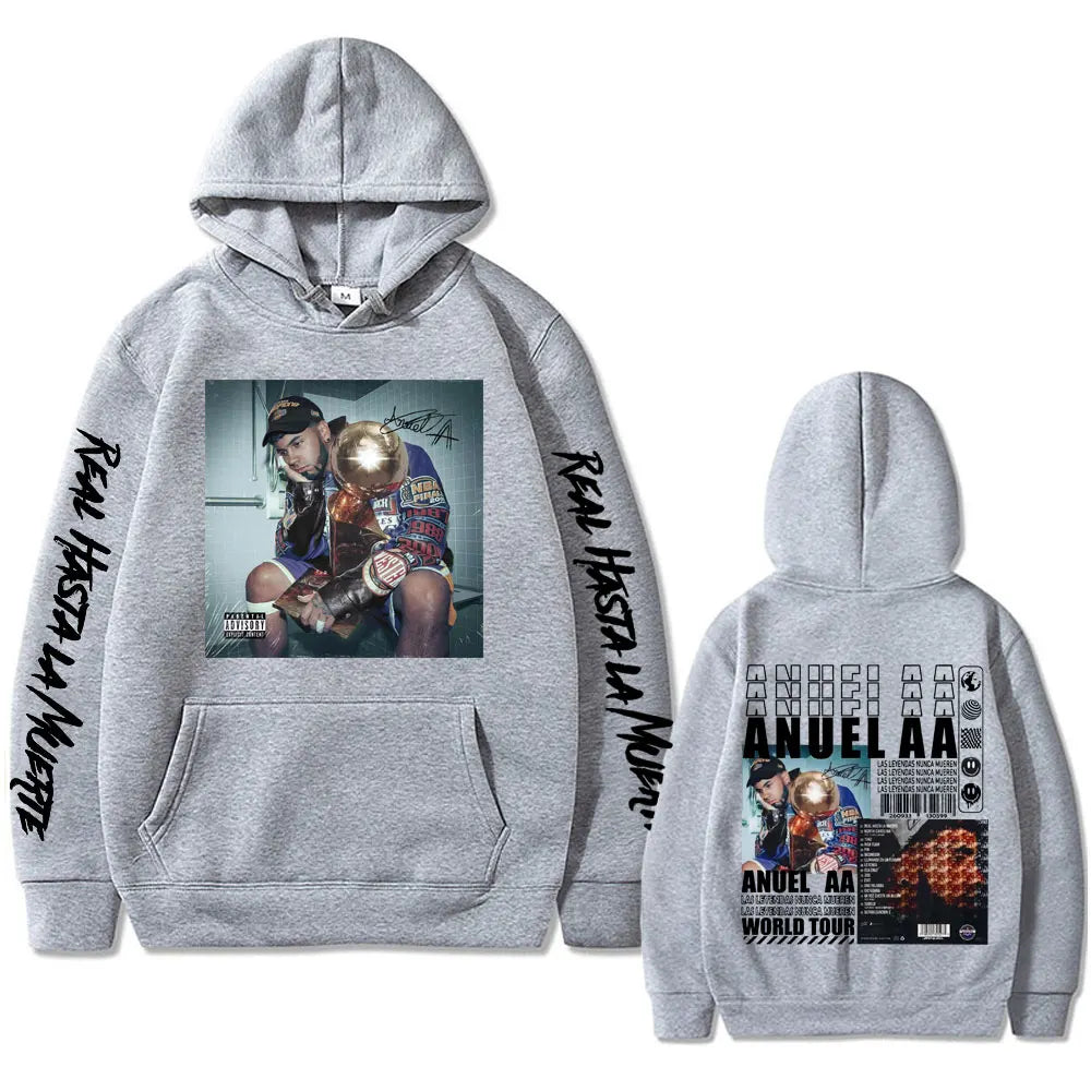 Anuel AA Las Leyendas Nunca Mueren World Tour Hoodie – Gray