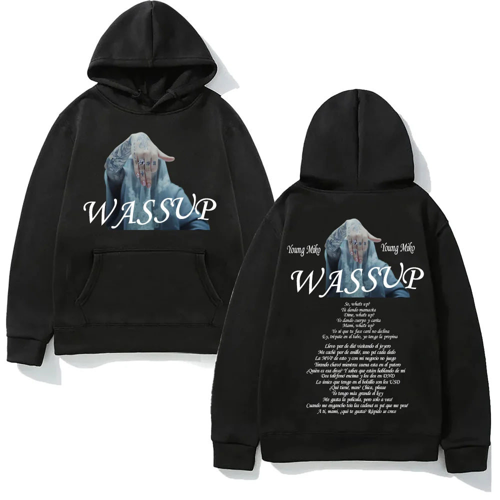 Young Miko “WASSUP” Hoodie – Black