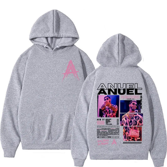 Anuel AA Graphic Tour Hoodie – Gray