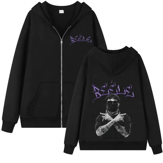 Beéle Graffiti Zip-Up Hoodie – Black (Limited Edition)