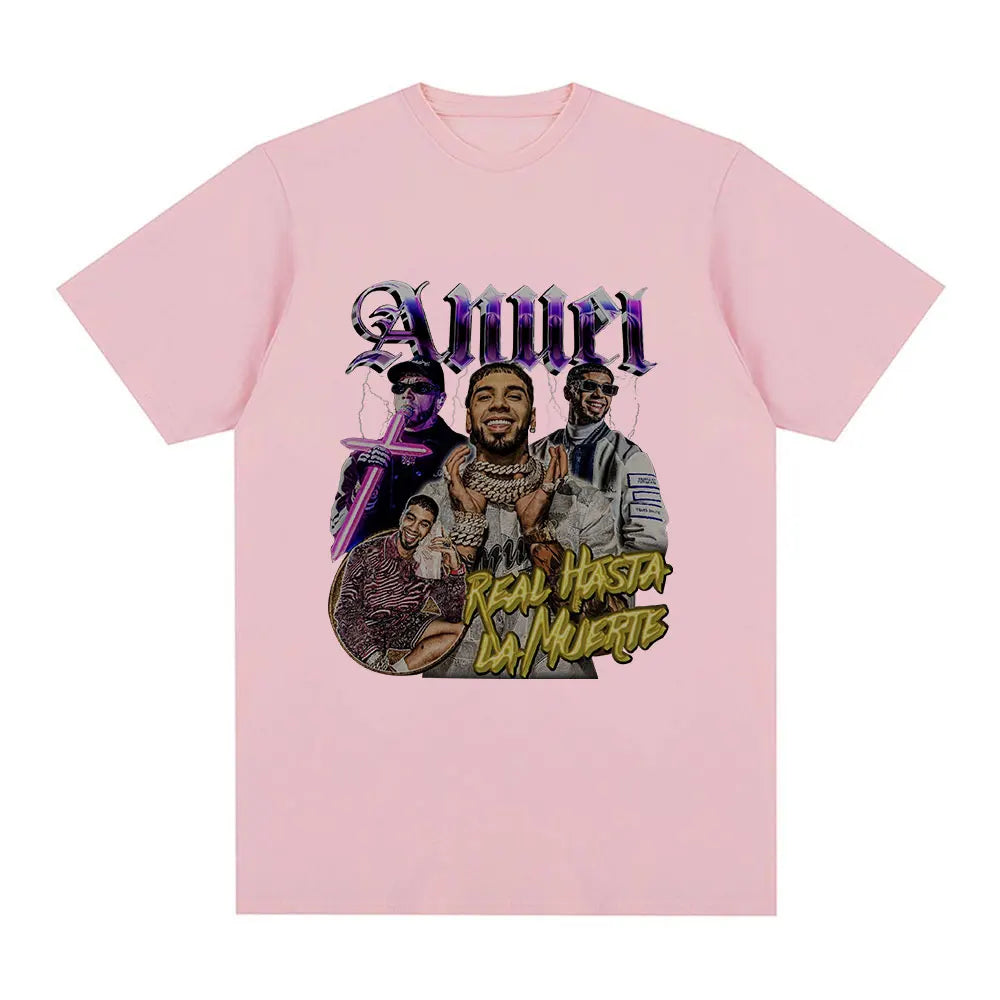 Anuel AA Real Hasta La Muerte Graphic T Shirt - pink