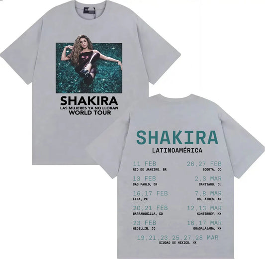 Shakira Las Mujeres Ya No Lloran Latinoamérica World Tour T-Shirt (Gray)