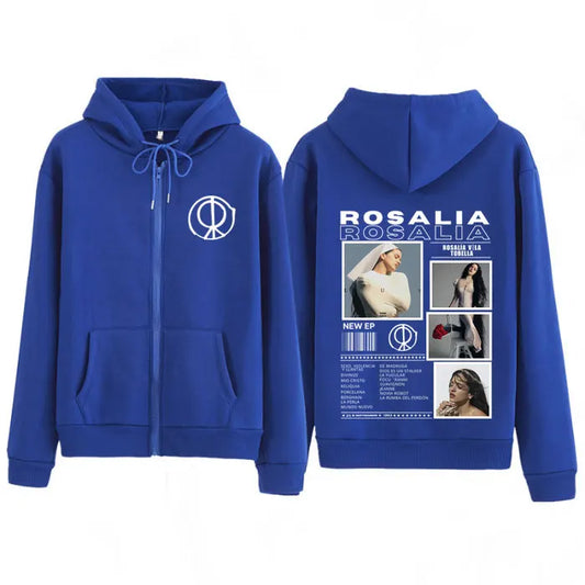 Rosalía LUX Album Tour 2025 Zipper Hoodie – Blue